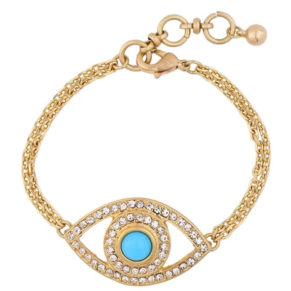 Offers Welcome!! NWT Evil Eye Bracelet - Teal and Gold - Dust Bag Included